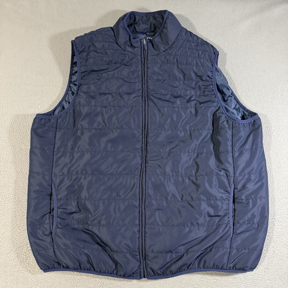 CHAPS Ralph Lauren Quilted‎ Puffer Vest Mens 3XB Navy Blue Full Zip Pockets